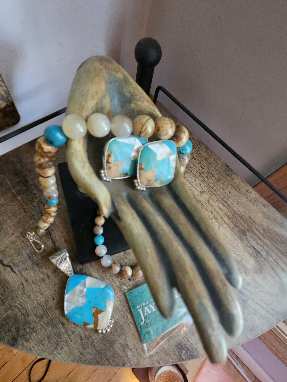 Jay King Mine Finds Turquoise & Picture Jasper Mountain Mosaic Inlay Jewelry Set - Picture 7 of 9